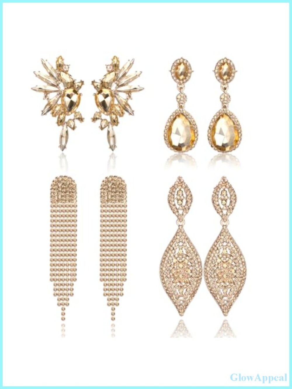 Clip On Earrings Women Dangle Large Rhinestone Crystal Simulated Diamond Non